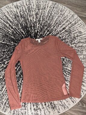 Forever 21 Rust Long-Sleeve Sheer Mesh Top